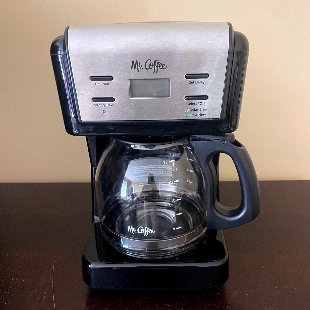 Mr. Coffee 12 Cup Programmable Coffee Maker Black Stainless Strong Brew Delay